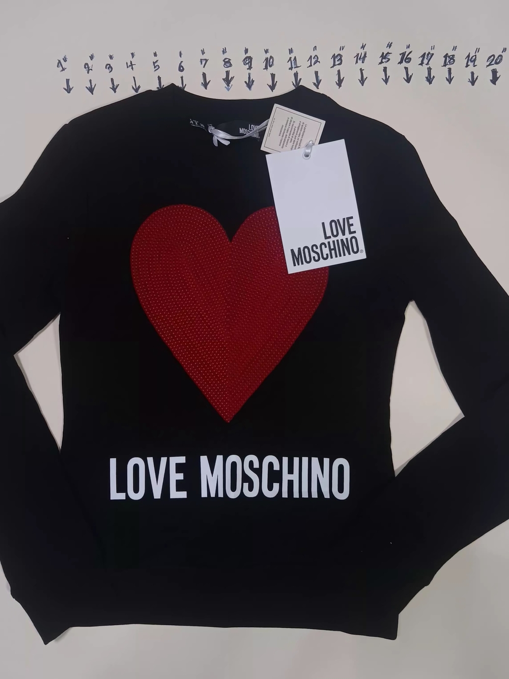Love Moschino Black Sweatshirt with Red Heart